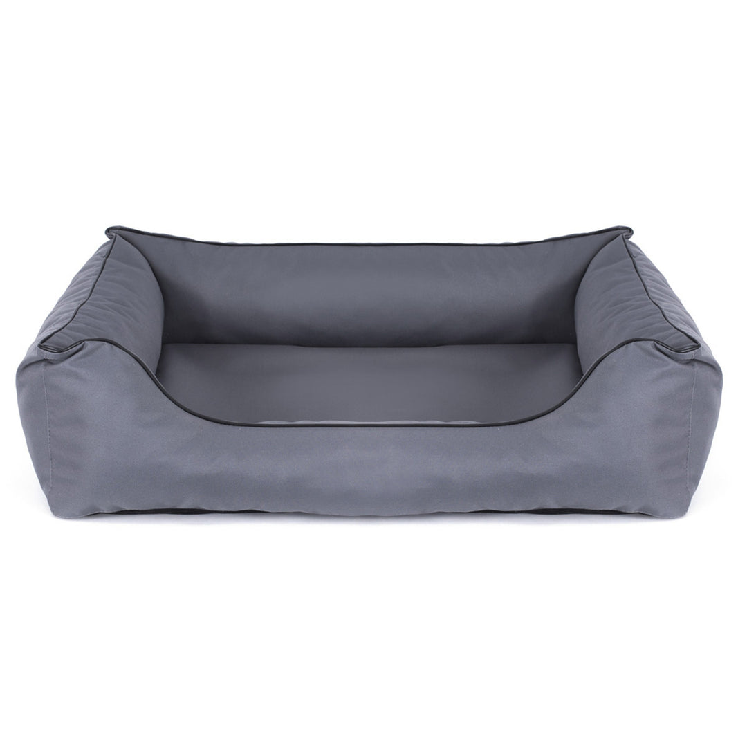 Cama ortopédica para perros Valencia 80 x 60 cm color gris claro con borde negro