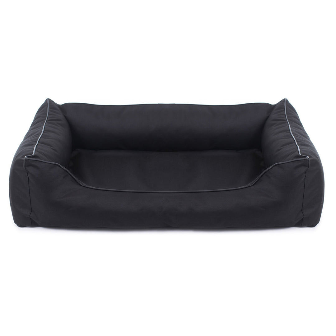 Sofá ortopédico Valencia cama para cachorro preto com detalhes em preto 100 x 75 cm