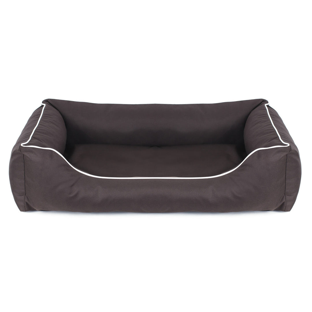 Sofá cama ortopédico Valencia para cães marrom com acabamento branco 100 x 75 cm