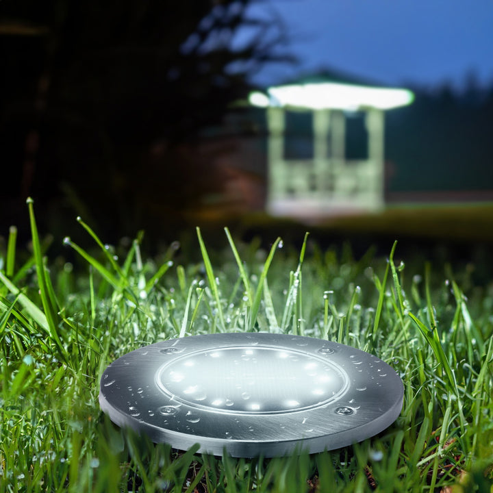 Maclean MCE318 LED Lámpara Solar Luz de Camino Exterior Luces de Jardín Luces Solares con Pincho de Tierra 12 LED SMD Blanco Neutro 4000K 0,7W IP44 (6x pcs.)