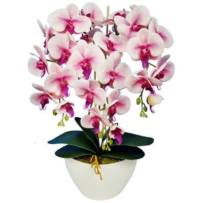 Decoração de flores artificiais orquídea rosa manchada Damich