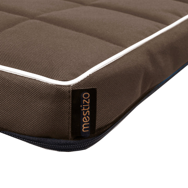 Mestizo Vigo Checked Cama Colchón para Perro Gato Colchoneta para Mascotas (80x60x5cm) en Marrón-Blanco