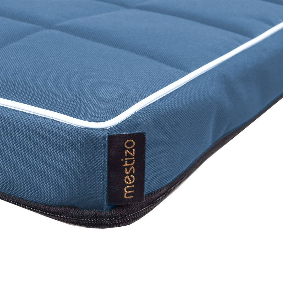 Mestizo Vigo Checked Cama Colchón para Perro Gato Colchoneta para Mascotas (80x60x5cm) en Azul/Blanco