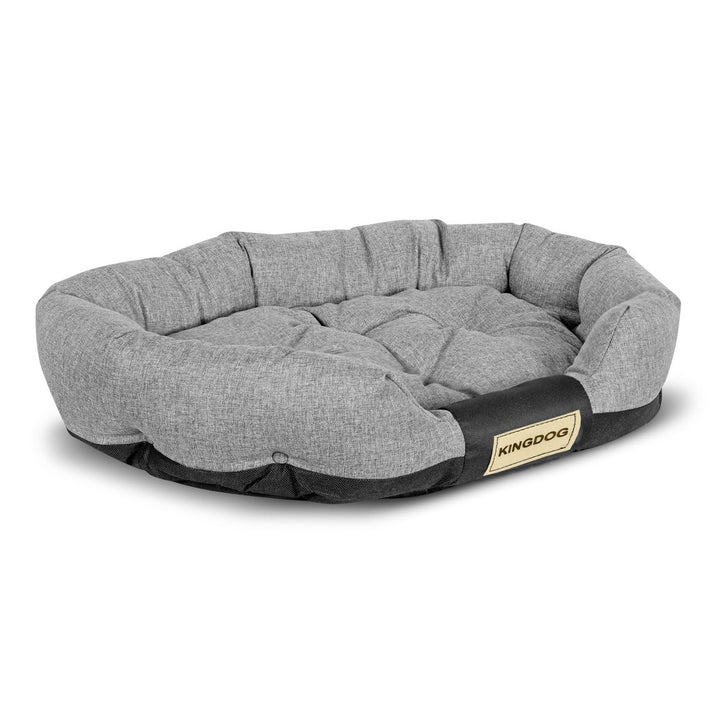 Cama oval KingDog para sofá de estimação para cães e gatos 75 x 50 cm cinza à prova d'água