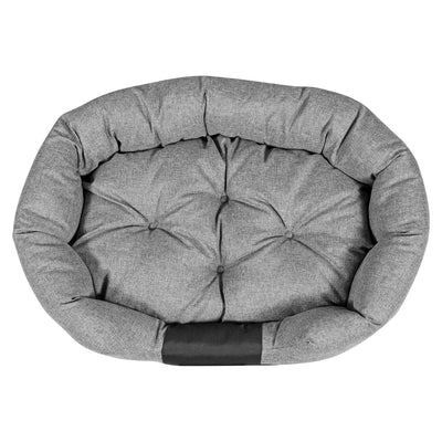 Cama oval KingDog para sofá de estimação para cães e gatos 75 x 50 cm cinza à prova d'água