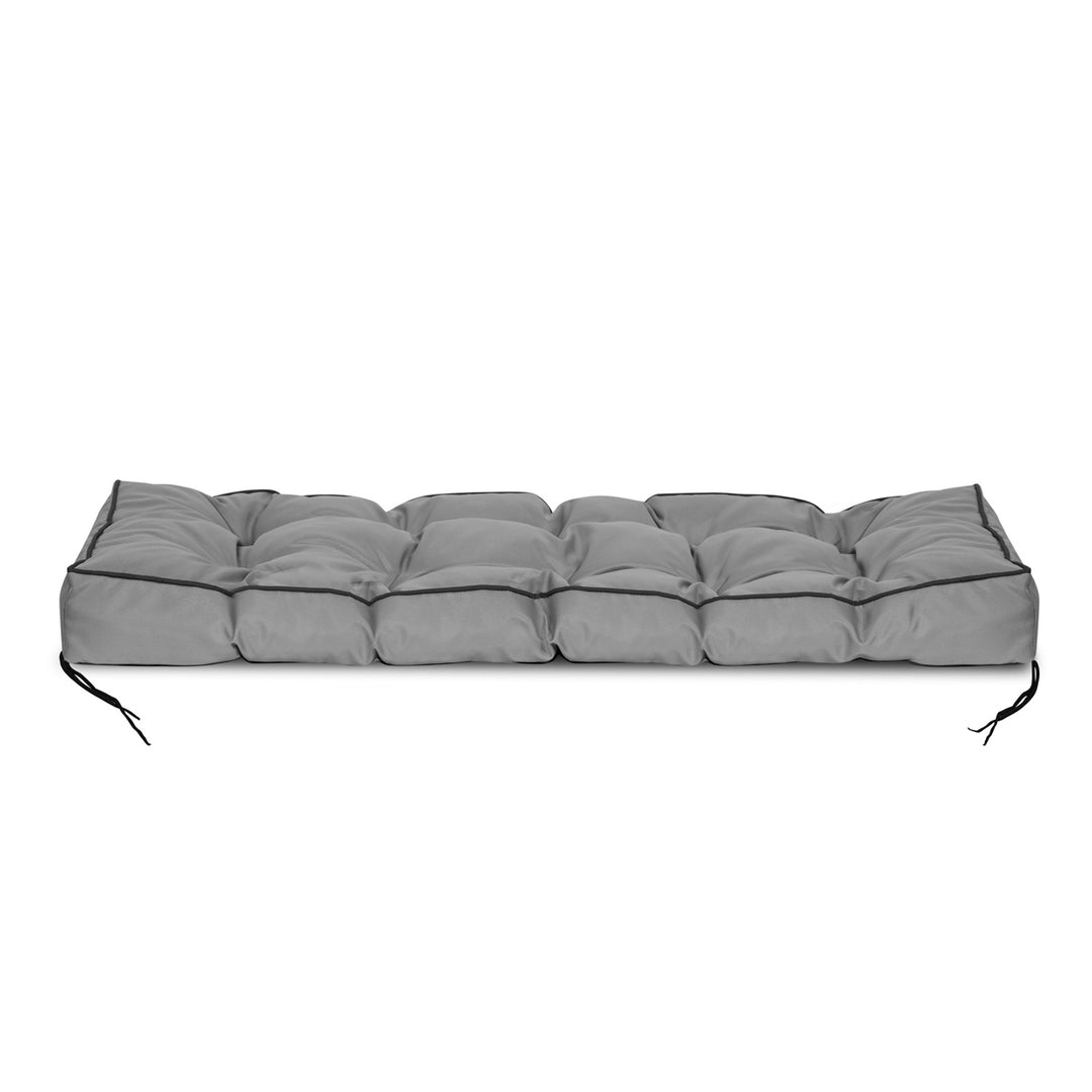 Almofada de jardim 120x40 cm com lateral alta para banco de paletes impermeável cinza