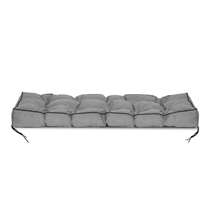 Almofada de jardim 120x40 cm com lateral alta para banco de paletes impermeável cinza