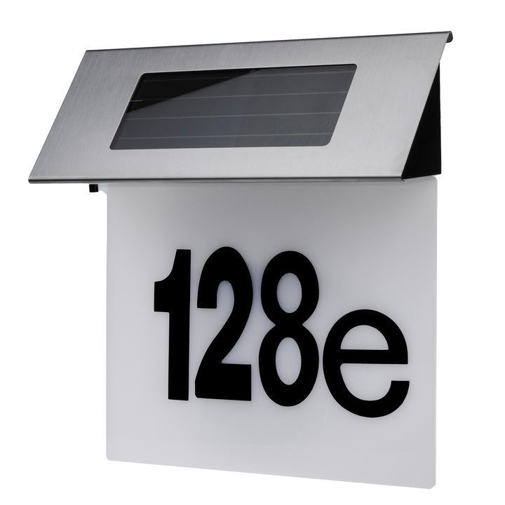 Maclean MCE423 Lámpara LED Solar con Número de Casa, IP44, 1W, 60lm, 6000K, Batería Recargable de 600 mAh, 2,5V DC 70mA