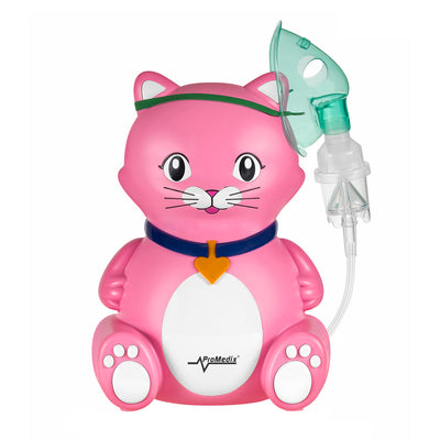 Inhalador infantil para gatos Promedix, set nebulizador, mascarillas, filtros, PR-816 + chupete universal Gess para inhalador