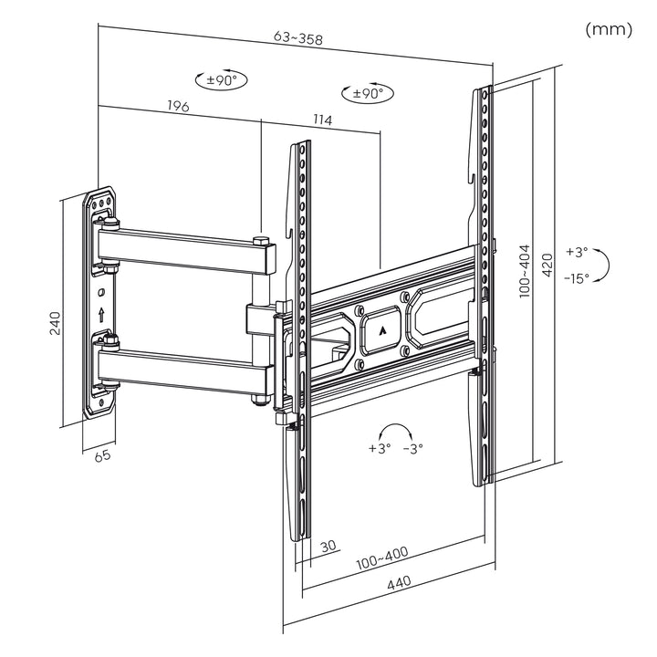 Maclean MC-647N Soporte de TV, VESA máx. 400x400, Compatible con Televisores Curvos, 33-70", Carga máx. 35kg,