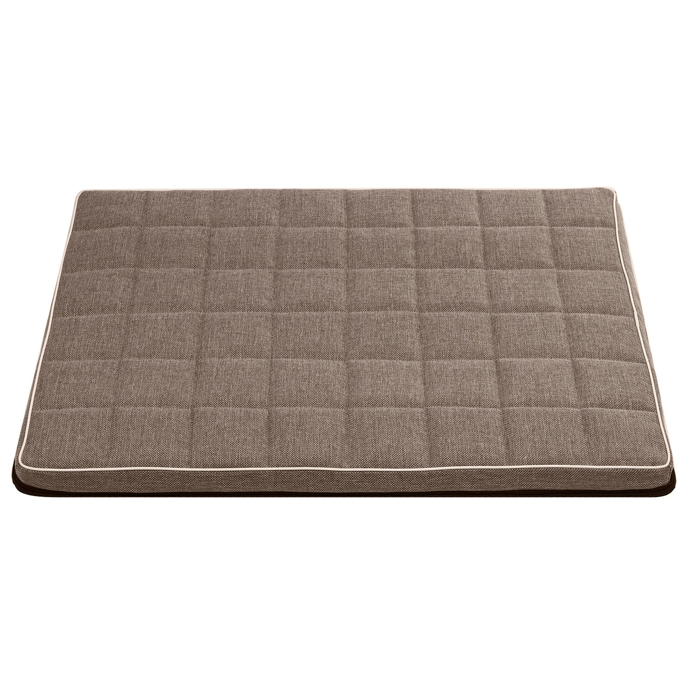 Leon Checked 80x60x5cm perro gato colchón cama en beige con ribete blanco