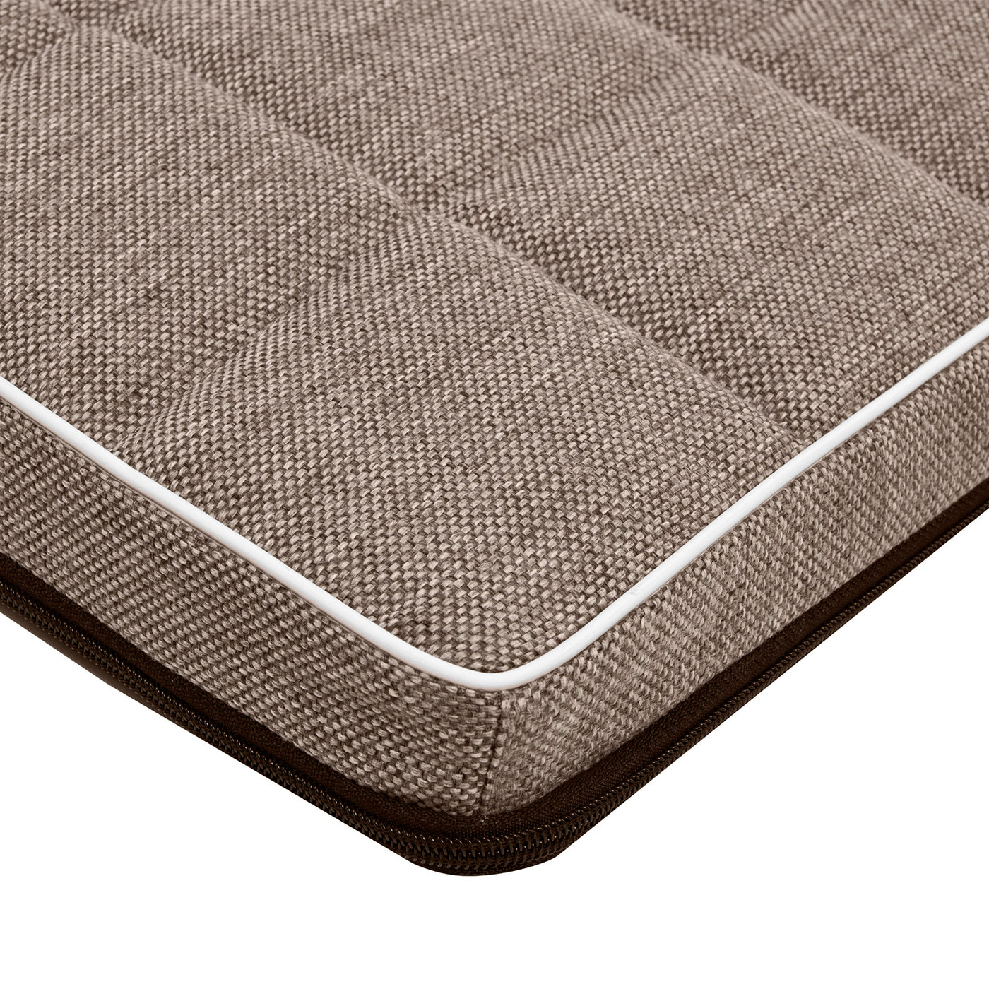 Leon Checked 80x60x5cm perro gato colchón cama en beige con ribete blanco