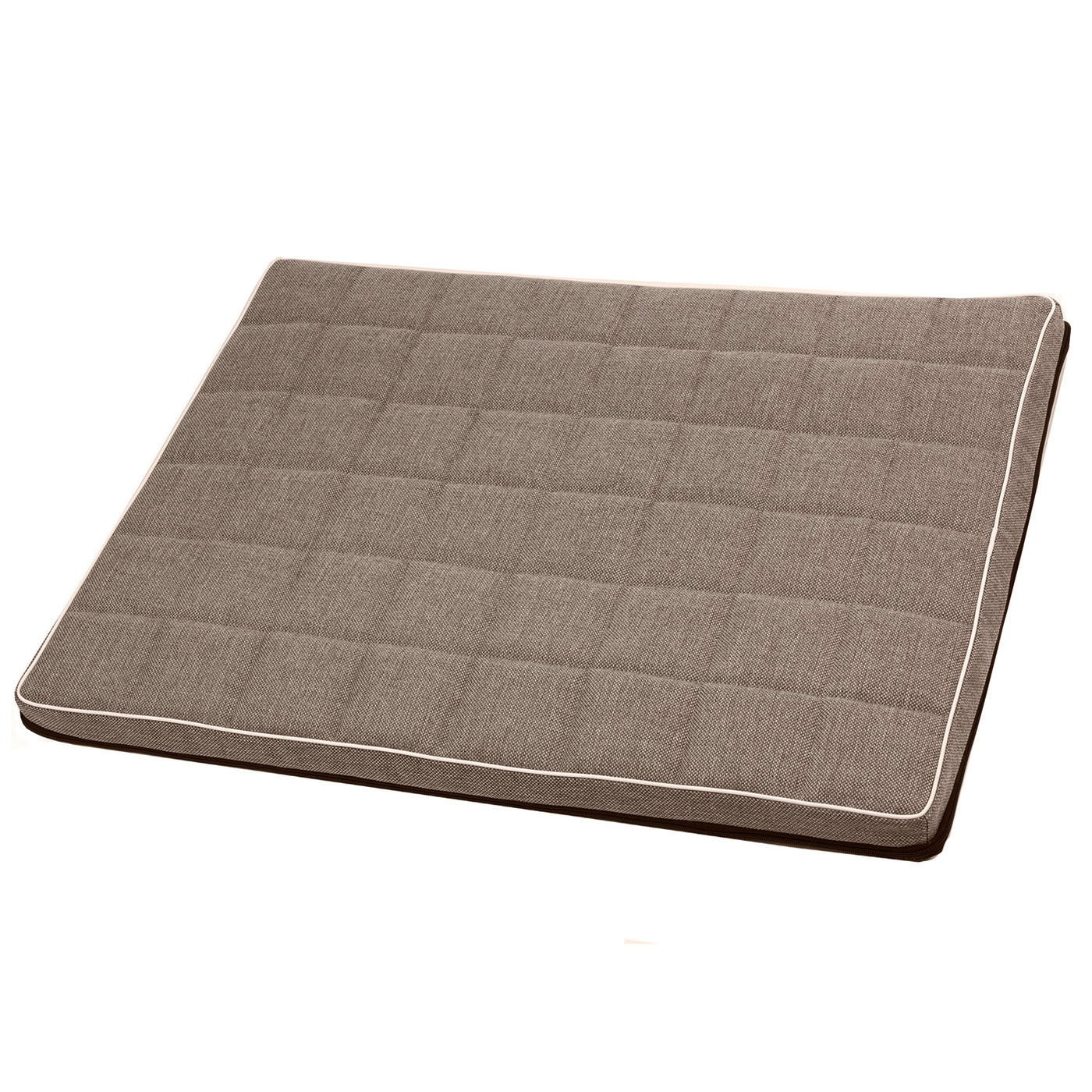 Leon Checked 80x60x5cm perro gato colchón cama en beige con ribete blanco