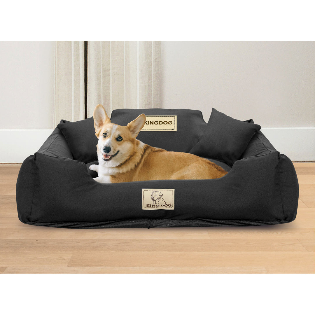 Cama para cachorro KINGDOG KINMIC75/65CZA 75x65 cm preta