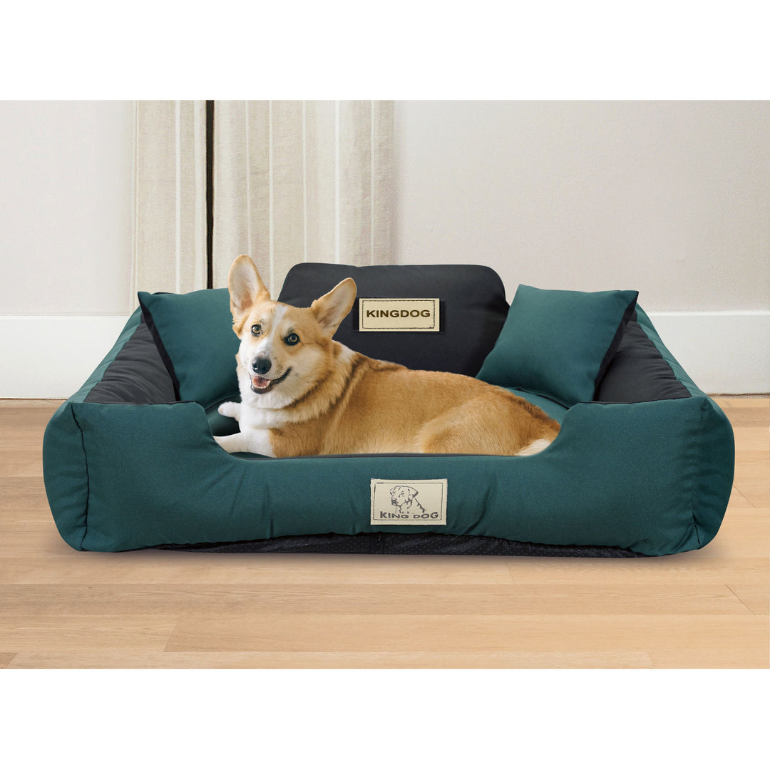 Cama elástica Panamá com zíper KingDog MM43 Cama removível e lavável para animais de estimação 100% poliéster Peso: 160 g/m2 (tamanho externo: 75x65cm/tamanho interno: 60x50cm, verde)