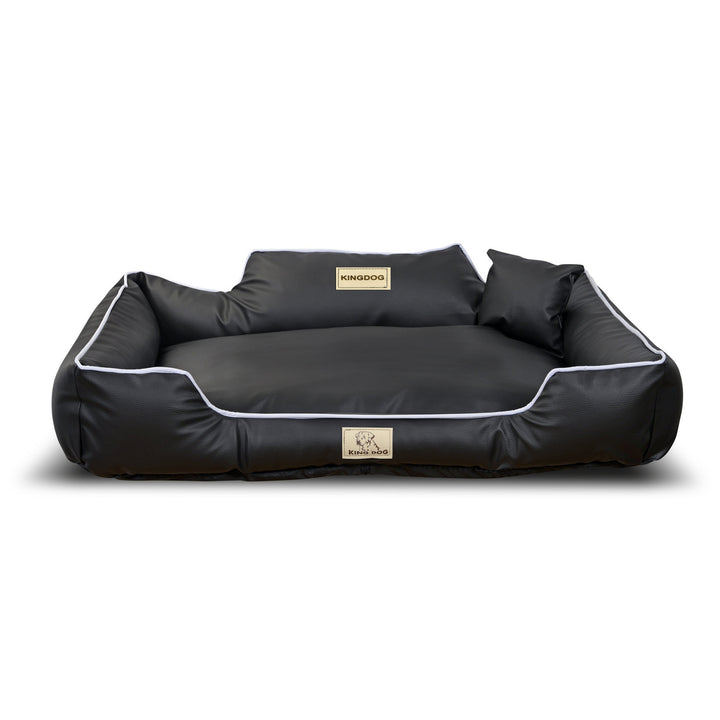 Cama para perro KINGDOG corral 115x95 cm negro eco-cuero