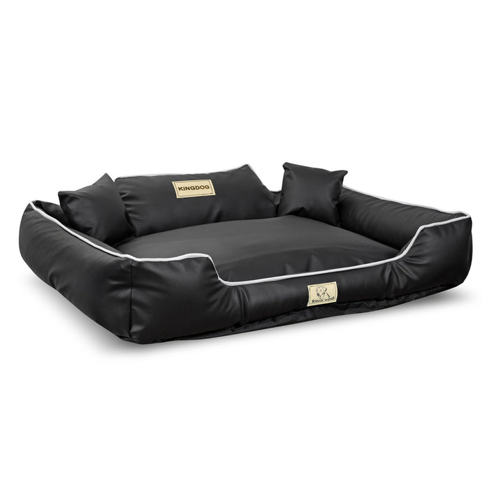 Cama para perro KINGDOG corral 115x95 cm negro eco-cuero