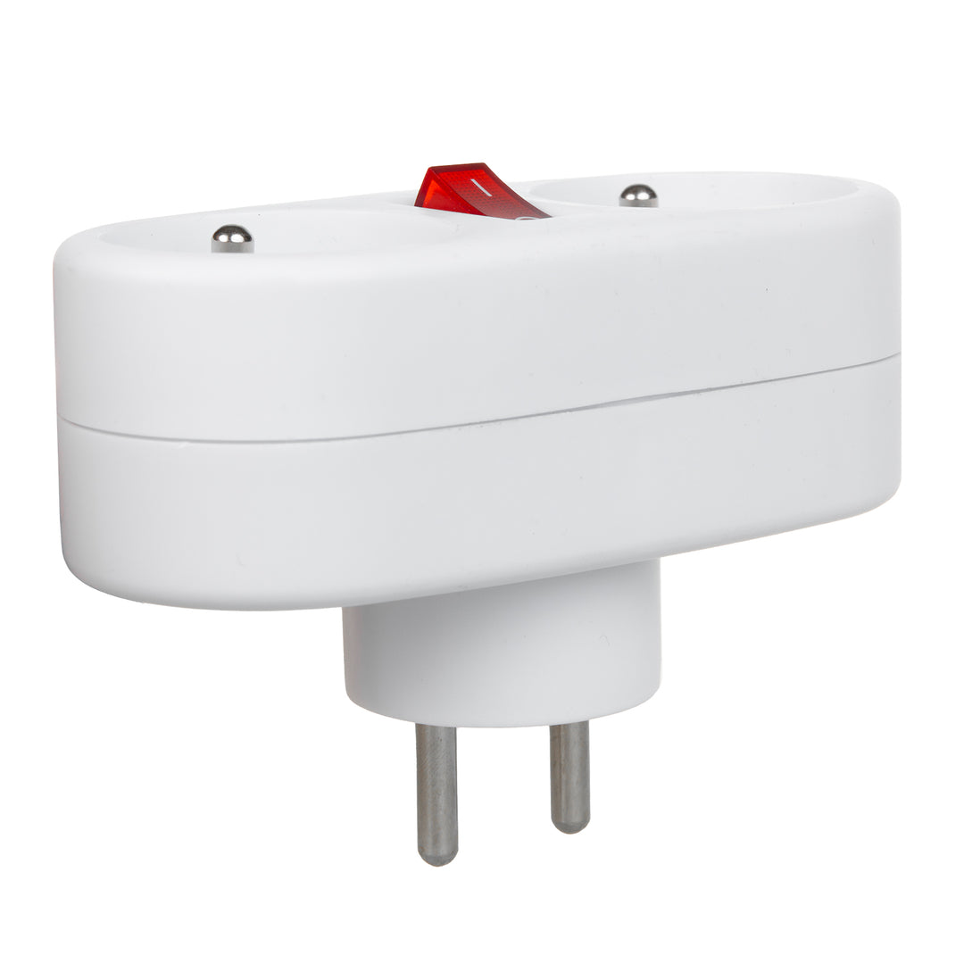 Maclean MCE337 E Base de Enchufe, Divisor con 2 Tomas e Interruptor de Encendido/Apagado, tipo E, 2x16A
