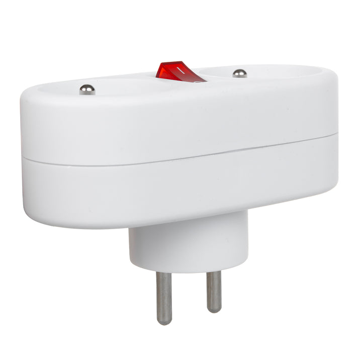 Maclean MCE337 E Base de Enchufe, Divisor con 2 Tomas e Interruptor de Encendido/Apagado, tipo E, 2x16A