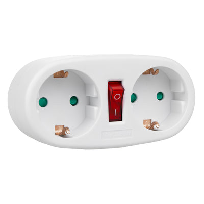 Maclean MCE338 F Base de Tomada, Divisor com 2 Tomadas e Disjuntor, Tipo F, 2x16A