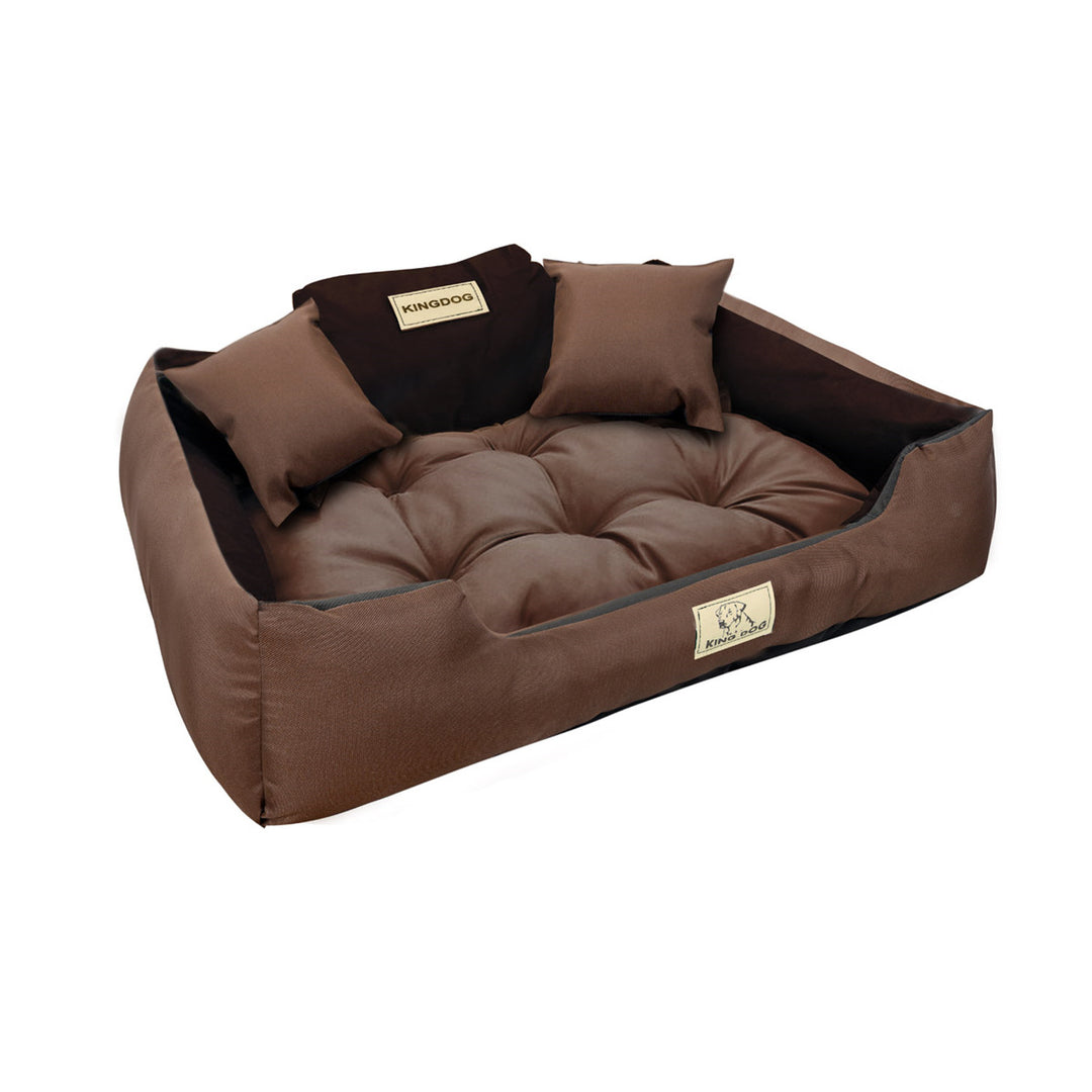 Cama para perro KINGDOG corralito 55x45cm impermeable marrón y negro