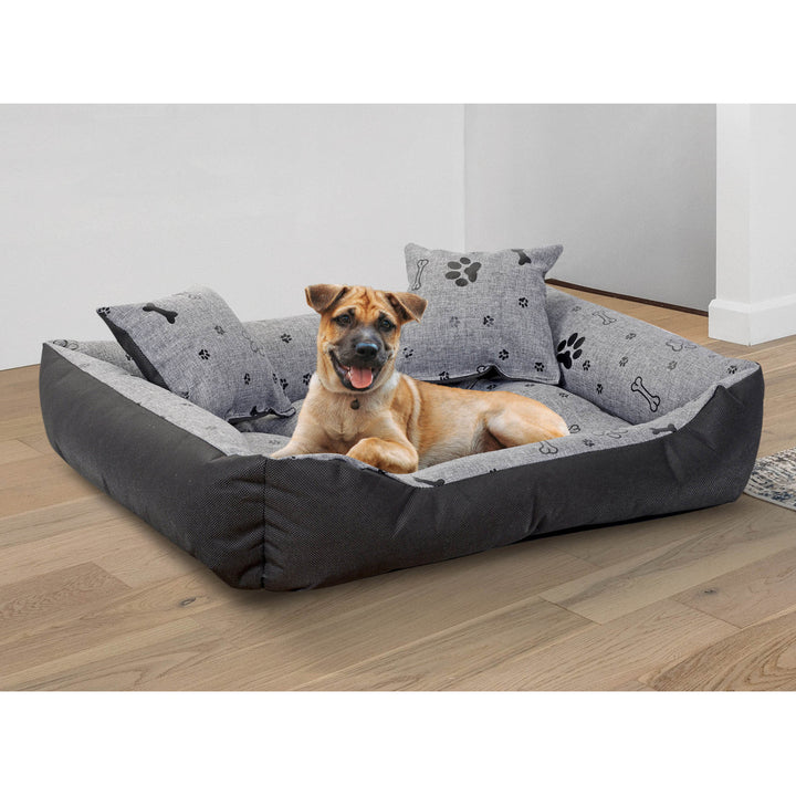 KingDog Prestige Cama para Perro Corral para Gato impermeable (100 x 75 cm, Diseño: Huesos)