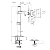 Suporte de secretária para monitor LCD Maclean MC-572N, braço único, VESA 75x75 e 100x100, 17-32", 9 kg
