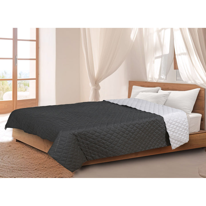 Medicline Edredón Nórdico Doble Cara para Cama 100% Microfibra Poliéster Manta Antialérgica para Dormir 160 x 200 cm, Gris/Negro