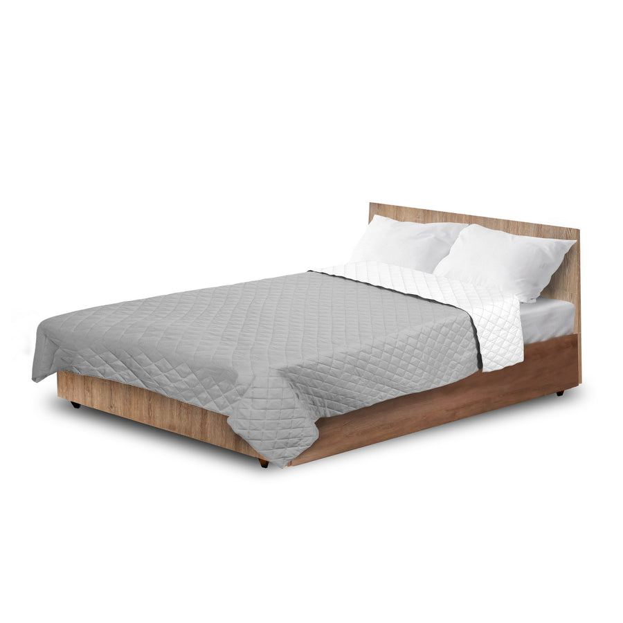 Capa de edredão dupla face Medicline para cama 100% poliéster microfibra cobertor antialérgico para dormir 160 x 200 cm, cinzento/branco