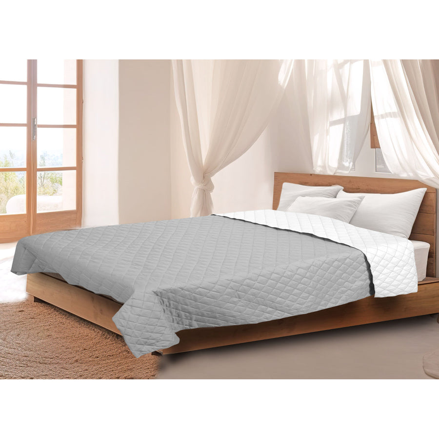 Capa de edredão dupla face Medicline para cama 100% poliéster microfibra cobertor antialérgico para dormir 160 x 200 cm, cinzento/branco
