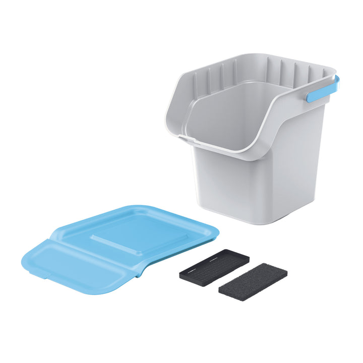 Keden Kaddi Q Set Juego de cubos de basura, para separación de residuos, 4x20 litros, ceniza