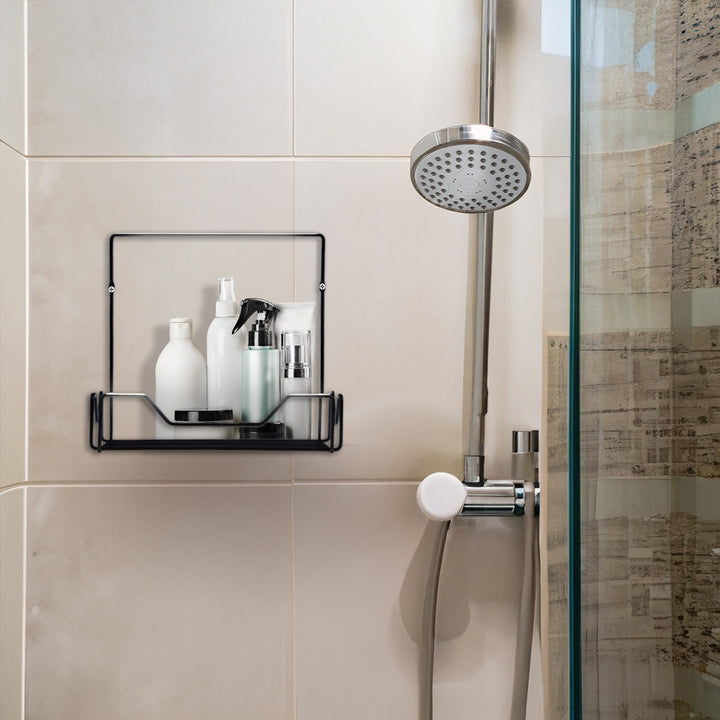 ABJ Estante de baño para utensilios de baño Estante de pared (Negro)