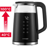 Chaleira elétrica em vidro Concept RK4100 1,7L com controlo de temperatura