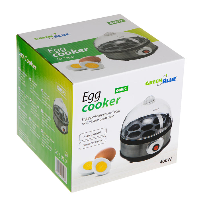 GreenBlue GB572 Cocedor de Huevos Automático, Potencia 400W, hasta 7 Huevos, Vaso Medidor, 220-240V~, 50 Hz