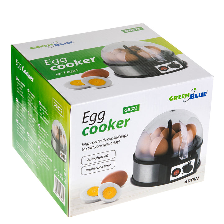 GreenBlue GB573 Cocedor de Huevos Automático, Potencia 400W, hasta 7 Huevos, Vaso Medidor, 220-240V~, 50 Hz