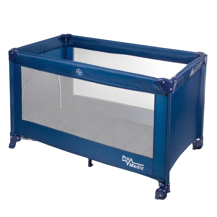 Promedix Cuna de viaje,125x65x74cm, azul, ruedas, funda protectora, PR-803B + Cubo pañales Korbell 9L