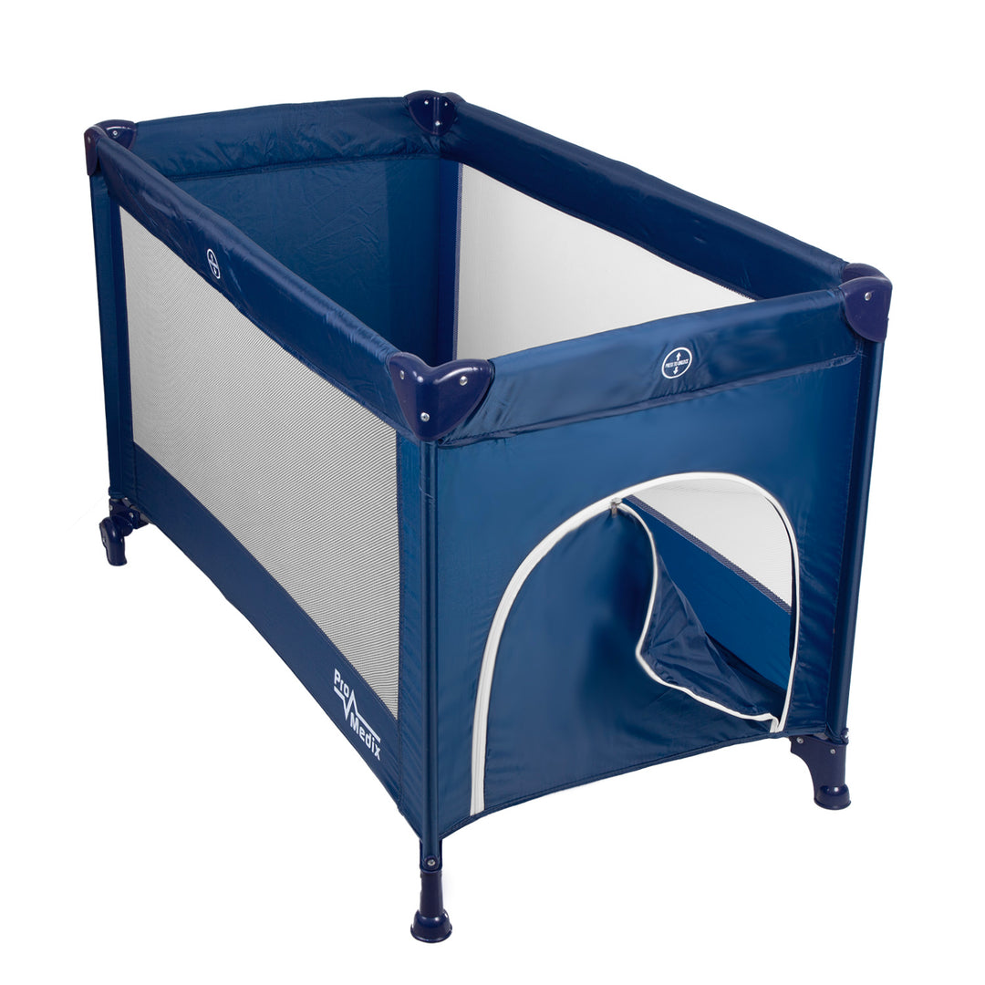 Promedix Cuna de viaje,125x65x74cm, azul, ruedas, funda protectora, PR-803B + Cubo pañales Korbell 9L