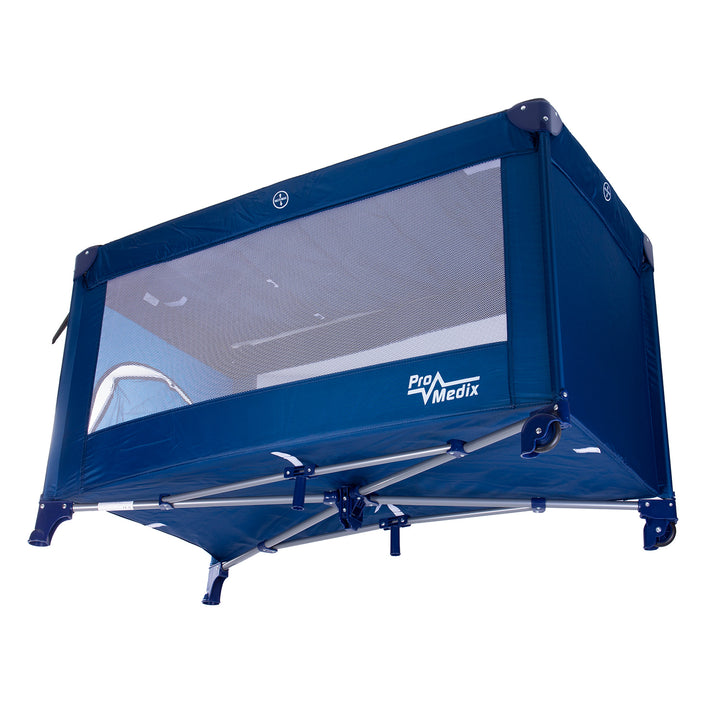 Promedix Cuna de viaje,125x65x74cm, azul, ruedas, funda protectora, PR-803B + Cubo pañales Korbell 9L