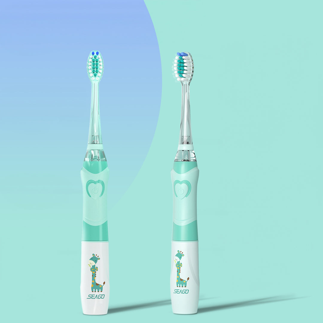 SEAGO Cepillo Dental Sónico Infantil, Color Verde, 1xAA 1,5V (no incluido), 3 Puntas de Repuesto, SG-977 Verde