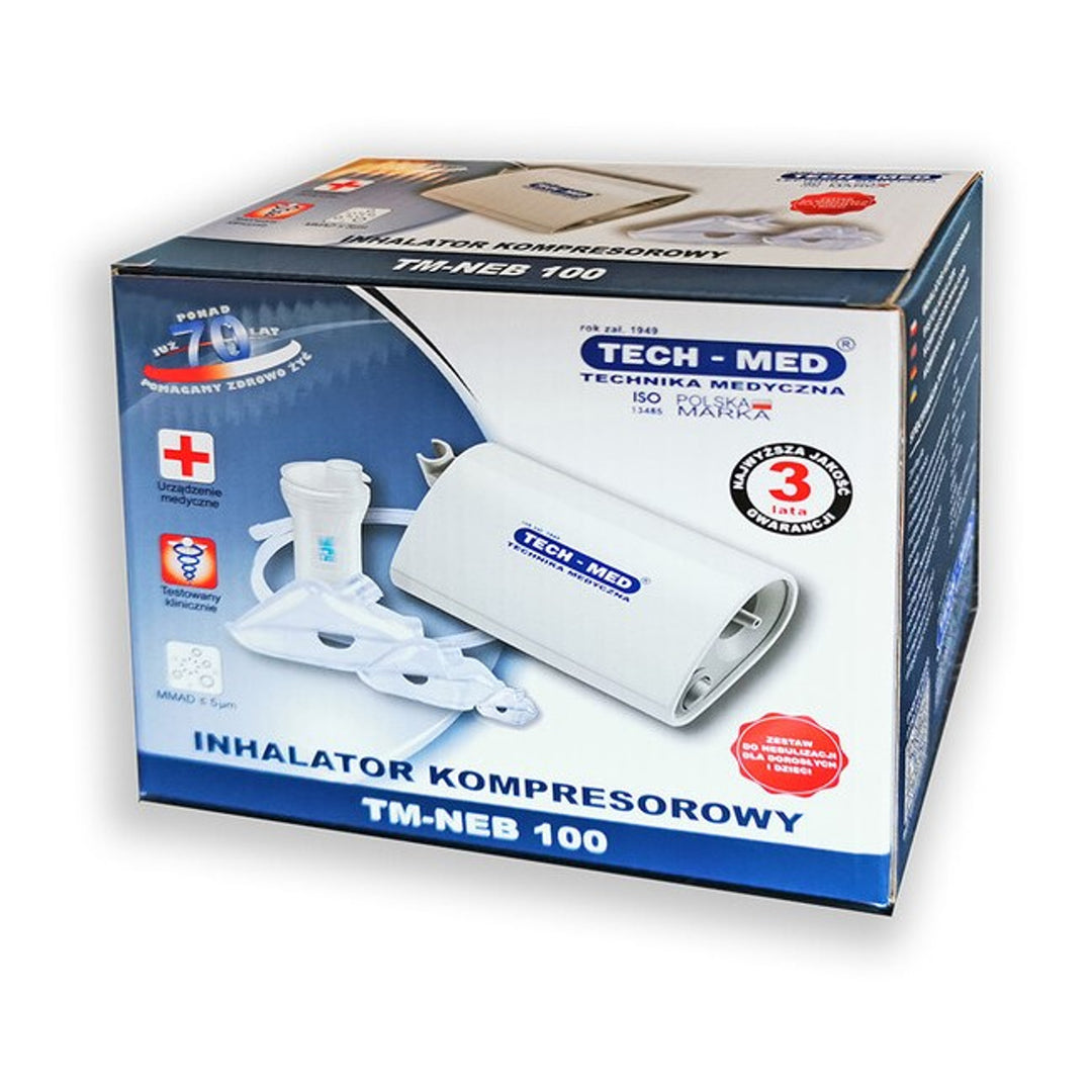 TECH-MED Inhalador Compresor para toda la familia 3 mascarillas, TM-NEB 100