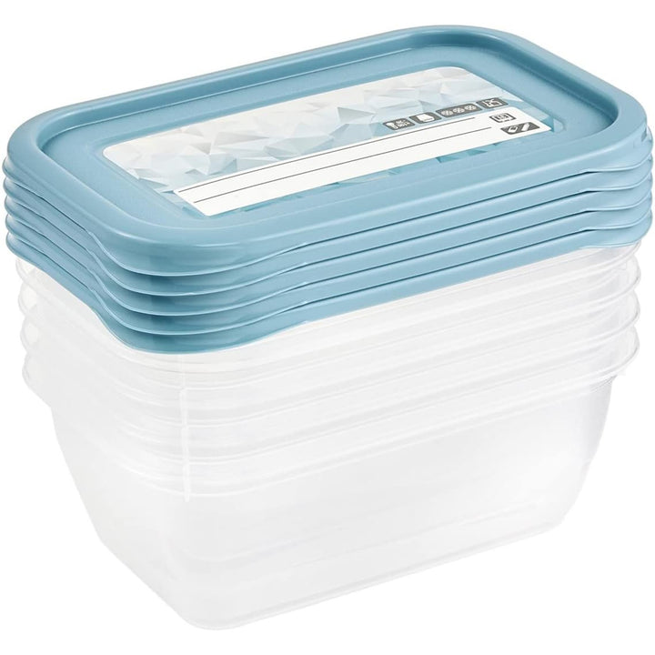Keeeper Set de 5 recipientes de congelación, Tapas con etiquetas reutilizables, 5 x 500 ml, 15,5 x 10,5 x 6 cm, Mia Magic Ice, Azul Nordic