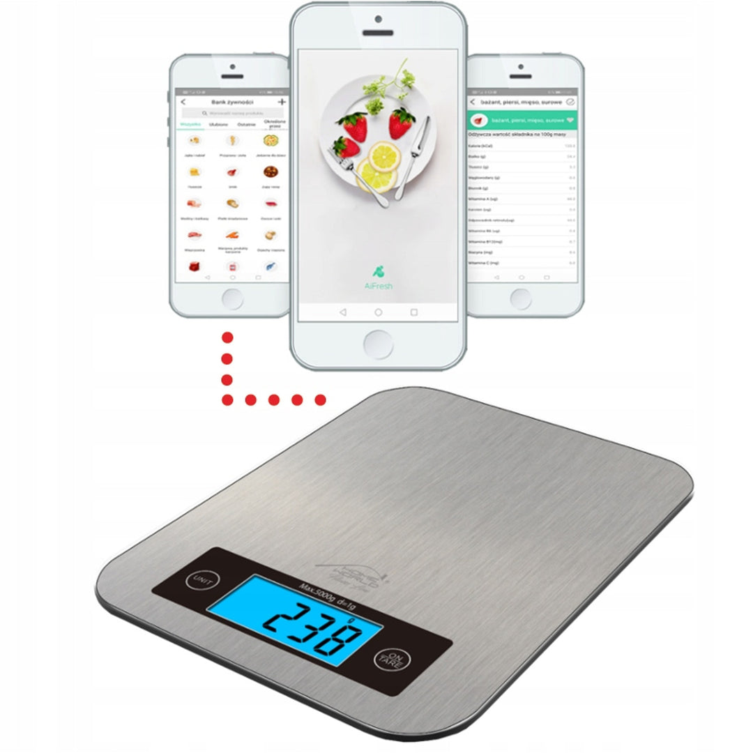 TECH-MED Báscula de cocina, Báscula dietética, Bluetooth, 5kg, HW-FIT022