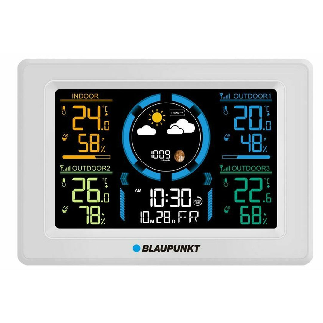 Blaupunkt Estación meteorológica, higrómetro, presión, previsión, 3 sensores, WS40WH