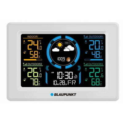 Blaupunkt Estación meteorológica, higrómetro, presión, previsión, 3 sensores, WS40WH