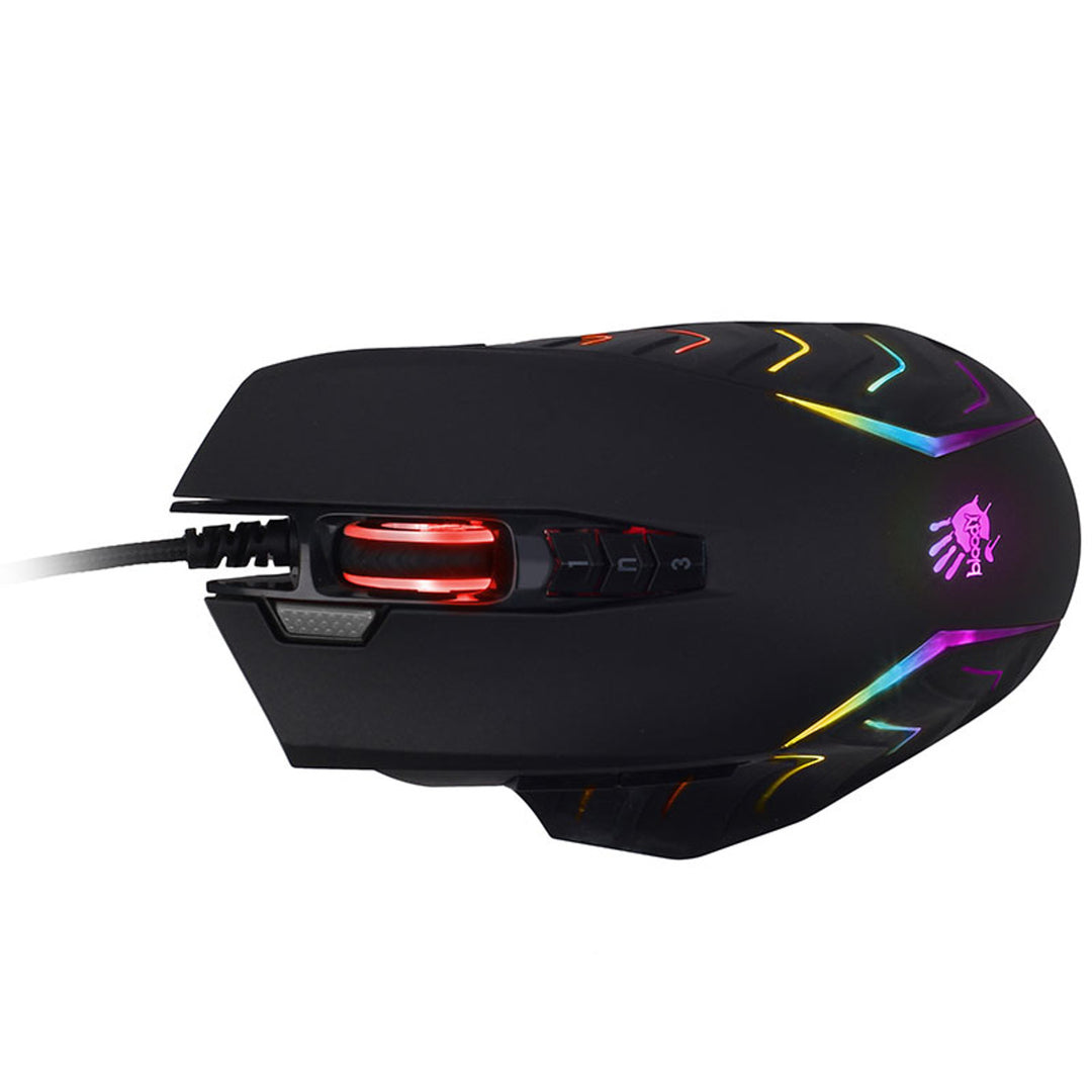 A4TECH Ratón para juegos, USB, 8000 DPI, deslizadores metálicos, J95 RGB Pixart (Activado)