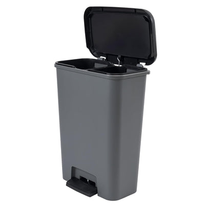 Curver Compatta Duo Cubo de Basura Papelera con pedal, Capacidad 2x23 l