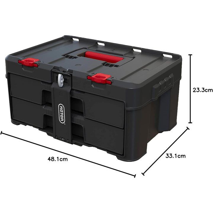 Keter Caja de herramientas, 2 cajones, Divisores extraíbles, Stack'N'Roll 253384