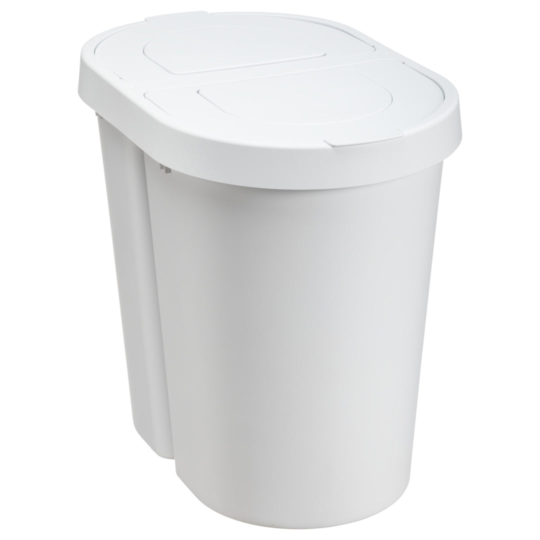 Plast Team Papelera Tapa Abatible, Doble, Blanca, 2 x 25 l, Seattle Swing