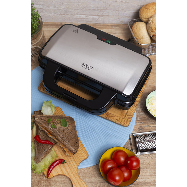 Adler AD 3043 Tostadora de Sandwiches, Tamaño XXL, 1300W