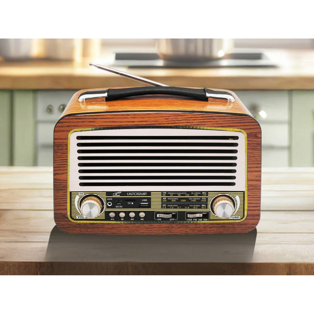 LTC Radio Portátil, Antena Telescópica, Bluetooth, FM/AM/SW, Olza Retro